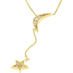 Experience the pinnacle of artistry with the celestial beauty of the Moon and Star Drop Diamond Lariat Necklace by Olas d'Oro. This exquisite piece of fine jewelry is designed to add a touch of enchantment to your everyday look. Crafted with precision and passion, this lariat necklace is a fusion of art and elegance, capturing the essence of the night sky.Experience the allure of 14K yellow gold, which forms the foundation of this necklace. Its warm, radiant hue complements a celestial motif tha Elegant Crescent Jewelry With Star Charm, Elegant Moon-shaped Necklace With Star Charm, Elegant Moon Shaped Necklace With Star Charm, Elegant Star-shaped Lariat Necklace, Elegant Star-shaped Lariat Necklace Gift, Elegant Star Lariat Necklace Gift, Elegant Moon Phase Dangle Necklaces, Gold Lariat Necklace With Star Charm, Diamond Lariat Necklace