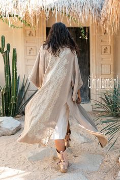 Raw Cotton Kimono Robe Women Boho Wrap Cardigan Top Maxi | Etsy Beige Bohemian Long Kimono, Beige Long Bohemian Kimono, Long Beige Kimono For Festival, Beige Long Kimono For Festival, Bohemian Beige Kaftan For Spring, Beige Bohemian Kaftan For Spring, Spring Bohemian Beige Kaftan, Bohemian Embroidered Kimono For Vacation, Bohemian Beige Kimono For Festival