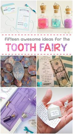 there are many different items in this collage with the words tooth fairy on them