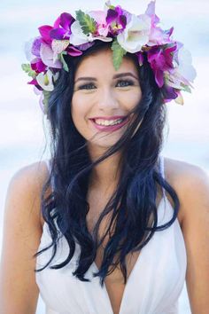 FLOWER CROWN, "Real Touch" Silk Flowers, Bridal Hair piece, Tropical Headpiece, Hawaiian Flowers, Wedding Accessory, Custom Hair Accessory by MalamaPuaBridal on Etsy Hawaii Hairstyle, Hawaiian Style Wedding, Hawaiian Wedding Flowers, Flowers Bridal Hair, Hawaiian Hairstyles, Hair Catalog, Bridal Hair Piece