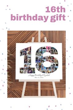 a birthday card with the number sixteen on it