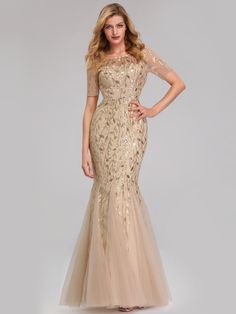 Floral Sequin Print Fishtail Tulle Dresses | Ever-Pretty #eveningdress #eveningdresses #longdress #sequindress #EverPretty #fashiondress Valentino Wedding Dress, Evening Gowns Online, Long Party Gowns, Party Long Dress, Tulle Dresses, Prom Dress Long, Burgundy Bridesmaid, Prom Dresses Long Mermaid, Formal Dresses With Sleeves