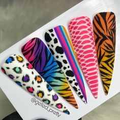 Neon Animal Print Nails, Neon Animal Print, Print Nails, Animal Print Nails, Gel Art, Nails On Fleek, Pretty Nails, Summer Nails, Animal Print