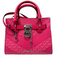 #ad Premium Michael Kors Hamilton Satchel Handbag Crossbody Bag MK Electric Pink CLEARANCE, Fashion Women's Bags Mk Logo, Satchel Handbag, Satchel Handbags, Michael Kors Hamilton, Beautiful Bags, Cross Body Handbags