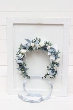 Total height of boutonniere - 4 inches ( 10 cm) Flower crown - 19 inch Thanks for visiting 😊 Bridesmaid Hair Flowers, Faux Flowers Wedding, Blue Flower Crown, Bridemaids Hairstyles, Anemone Bouquet, Blue Winter Wedding, Bridal Hair Wreath, White Flower Crown, White Boutonniere