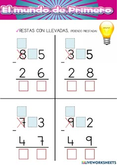 the worksheet for learning how to read and practice numbers in spanish with pictures