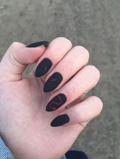 Gell Nails Extensions, Simple Witch Nails, Nirvana Nails, Black And Red Nails, Plain Nails, Punk Nails, Edgy Nails, Goth Nails