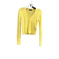 Brand: PRETTY LITTLE THING Style: SWEATER Color: YELLOW Size: S SKU: 321-32195-6893 CONDITION: GENTLY USED Yellow Ribbed Long Sleeve Top, Trendy Yellow Stretch Sweater, Yellow Ribbed Long Sleeve Sweater, Yellow Long Sleeve Ribbed Sweater, Sporty Yellow Fall Sweater, Sporty Yellow Sweater For Fall, Basic Yellow Fall Tops, Basic Yellow Tops For Fall, Yellow Fitted Casual Sweater