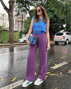 Violet Pants Outfit, Black Fashion Designers, Oufits Casual, Outfit Primavera, Casual Work Outfits