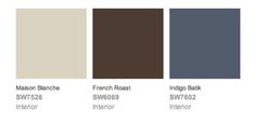 different shades of brown, white and blue in the same color scheme for interior paint