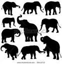 elephant silhouettes on white background with clipping for use in logos and emblems