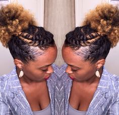 Easy to do Quick Easy Natural Hairstyles, Easy Natural Hairstyles, Hairstyles Curls, Pelo Afro, Two Braids, Natural Hair Styles Easy, Natural Hair Updo, Penteado Cabelo Curto