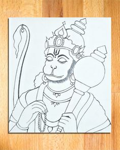 a drawing of a monkey with a crown on it's head and an arrow in his hand