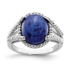 925 Sterling Silver Lapis Diamond Band Ring Size 8.00 Gemstone Fine Jewelry For Women Gift Set Diamond Ring For Women, Womens Rings Fashion, Sterling Silver Rings Bands, Diamond Rings Bands, Silver Band Ring, Rings For Her, White Ring, Oval Diamond, Ring For Women