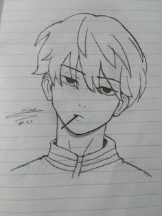 a drawing of an anime character with short hair