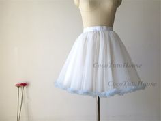 Custom Made(your own size, your preferred color, even your own design). Light Blue Ruffled Trim can be made in many other colors, High quality bridal tulle skirt wear as everyday casual dress or petticoat underskirt for Wedding Dress The listed skirt is mean to hit your knee but always able to custom make in different length The listed skirt is made in 23.5 inches/60CM For extra length, size enlargement(waist size over 38 inches) and rush order, please understand that the extra is needed. This s Bachelorette Tutu, Wedding Dress Bridesmaid, White Tulle Skirt, Pink Tulle Skirt, For Wedding Dress, White Tulle, Dress Bridesmaid, Pink Tulle, Design Light