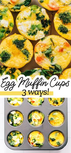 egg muffin cups with broccoli and cheese in them