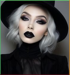 Maquillage Goth, Witchy Makeup, Goth Makeup Looks, Vampy Makeup, Dark Makeup Looks, Witch Makeup, Black Lipstick, Alternative Makeup