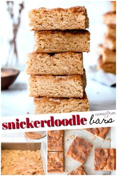 some kind of cake that is stacked on top of each other with the words, snickkerboodlele bars