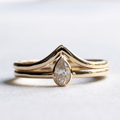 Chevron Ring Diamond, Chevron Wedding Ring, Stackable Engagement Ring, Pear Cut Ring, Moissanite Ring Set, Stacked Wedding Rings, Pear Shaped Ring, Rings Metal, Diamond Stacks