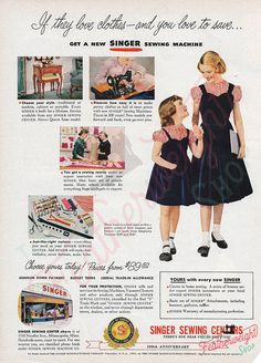 Prices vary by selection and availability at time of order. Please select advertisement choice from the drop-down menu for price and availability to display. These original Singer magazine ads are from the 1940s, 1950s, and 1960s, and each one features the Singer Featherweight. They are all in beautiful condition - ready to be displayed in your sewing room. 1946 Trip to the Sewing Center 10" x 13"1947 Susie in Style - 13.5" x 10"1947 Three Years New 13" x 10"1948 Don't Spend a Fortune - 13.5 x 1 Remembering Mother, 1950 Dress, Yellow Drapes, Green Bedroom Decor, Donna Reed, Mother Daughter Outfits, Sewing Courses, Amazon Hacks, Yellow Coat