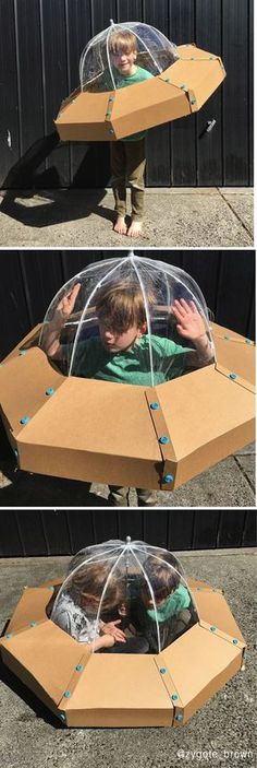 two pictures show the inside of a cardboard box with plastic coverings on top and bottom