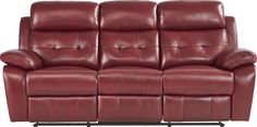 a brown leather couch with two reclining seats