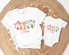 "Christmas Crew" - a vibrant and charming t-shirt perfect for moms, kids, dads, and the whole gang! This vibrant family shirt is the ultimate ensemble for your Christmas photo or a jolly family holiday gathering. ♥PRODUCTION TIME: 1-5 days (usually 2-3 days) ♥SHIPPING TIME: 2-5 days (usually 3 days) ♥PRODUCT DESCRIPTION: Bella Canvas Unisex T-shirt Super soft cotton and excellent quality print makes. 100% Soft cotton (fiber content may vary for different colors) Light fabric (4.2 oz/yd² (142 g/m Kids Christmas Shirt, Toddler Christmas Shirt, Mommy And Me Shirts, Christmas Shirts For Kids, Mommy And Me Shirt, Toddler Christmas, Family Christmas Shirts, Family Shirt, Christmas Photo