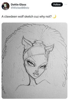 a drawing of a woman's face with horns on her head and the caption below