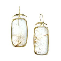 Gabriella Kiss Rectangular Rutilated Quartz Lens Earrings | Quadrum Gallery Rutilated Quartz Earrings, Rings Snake, Rutilated Quartz Jewelry, Gabriella Kiss, Snake Rings, Earrings Snake, Hudson Valley Ny, Rings Gemstone, Light Work