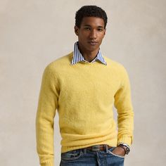 Find RALPH LAUREN Wool Crewneck Sweater on Editorialist. Offered in an array of bright colors this sweater is made in Scotland using thick-gauge wool yarn and a seamless circular-knitting technique. Yellow Wool Sweater For Fall, Ralph Lauren Fall Sweater With Ribbed Cuffs, Ralph Lauren Sweater With Ribbed Cuffs For Fall, Spring Wool V-neck Sweater With Long Sleeves, Ralph Lauren Wool Long Sleeve Sweater, Yellow Wool Winter Sweater, Fitted Yellow Knit Sweater, Yellow Fitted Knit Sweater, Ralph Lauren Long Sleeve Winter Sweater