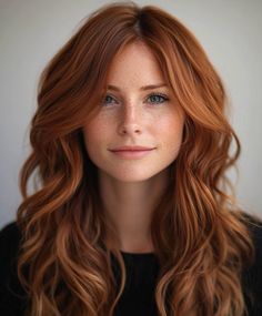 Soft waves with copper and caramel highlights, offering a natural and sun-kissed look. Ideal for a warm and radiant style. Cold Copper Hair, Copper Penny Hair Color, Copper And Caramel Highlights, Soft Redhead, Natural Redhead With Highlights, Medium Golden Copper Hair, Copper Caramel Hair