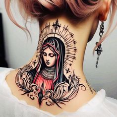 Mother Of God Tattoo, Mob Tattoo Design, Tattoo Buddha, Crucifix Tattoo, Mother Mary Tattoos, Backpiece Tattoo, God Tattoo, Mary Tattoo, Man Tattoo