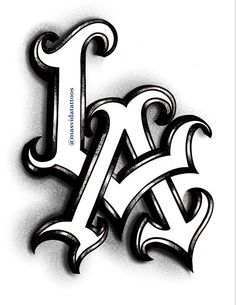 the letter k is drawn in black and white