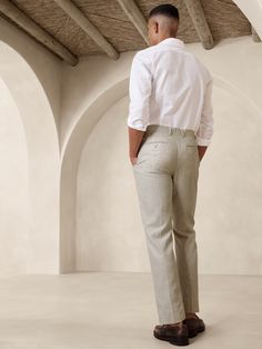 Arroyo Cotton-Linen Suit Pant | Banana Republic Herringbone Fabric, White Chic, White Suit, Linen Suits, Suit Pant, Suit Trousers, Linen Suit