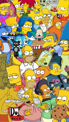 the simpsons characters are all grouped together