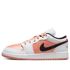 (GS) Air Jordan 1 Low 'Light Madder Root' DM8960-801 (AJ1/SNKR/Retro/Low Top/Basketball) Casual Pink Basketball Shoes For Light Sports, Casual Pink Basketball Shoes For Training, Retro Pink Basketball Shoes, Retro Pink Sports Sneakers, Retro Pink Sneakers For Sports, Pink Low-top Basketball Shoes For Sports Events, Pink Low-top Sneakers For Sports Events, Pink Breathable Sneakers For Sports Events, Sporty Pink Sneakers For Sports Events