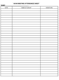 a meeting attendance sheet with the name and date on it in black ink, sitting on top of a white background