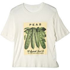 Peas Graphic Print T-Shirt White Graphic T Shirt, Clothes Wishlist, Graphic Print Top, Design Shirts, Graphic Print Shirt, Tops Graphic, White Graphic Tee, Shirts Graphic, Graphic Tee Design