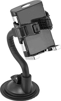 an image of a cell phone holder attached to a car mount on a white background