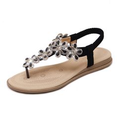 PRICES MAY VARY. 【Material】: High quality PU leather , elastic T-strap , breathable insole and anti-skid rubber sole，stylish & comfortable. 【Design】: Classic, elegant and fashionable flat rhinestone sandals with unique rhinestones & Hand-made colorful bohemian beads Embellishment,to make your feet looks sexy,charming. 【Feature】: Women rhinestone sandals, exquisite sewing technology - Choose high quality flexible twine , perfect hand stitching, pretty and firm. 【Heel Height】:Measures approximatel Heeled Flip Flops, Summer Sandals Flat, Boho Shoes, Bohemia Crystal, T Strap Shoes, Womens Gladiator Sandals, Ladies Sandals, Floral Sandals, Crystal Fashion