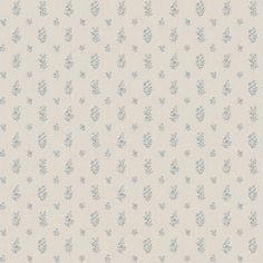 a white and blue wallpaper with small flowers on it