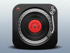 an app icon with a red button on it