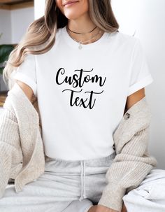 Welcome to my store where I offer possibility to customize your T-shirts for all your special occasions. I use high quality t-shirts (Bella+Canvas 3001) made of 100% cotton which offer both style and comfort. They have a relaxed and casual fit, but if you would like to have an oversize look, we recommend purchasing one or two sizes up. Your custom text or design is professionally prepared and heat-pressed. If you prefer to see a mock up picture of your design for your T-shirt, please request it. Text T Shirt, Text Tee, Workout Tshirts, High Quality T Shirts, Casual Fit, Boys T Shirts, Casual Fits, Tshirt Colors, Mock Up