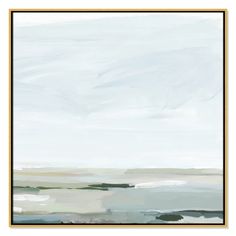 an abstract painting in gold frame on a white and grey background with black trim around the edges