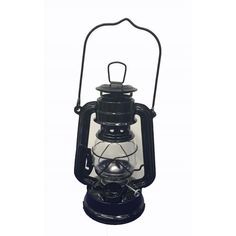 an old fashioned black lantern with a light on the front and side of it's face