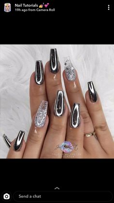 Acrylic Nails Nye, Female Wolverine, Nails Nye, Lilac Nails Design, Nails Fancy, Nye Nails, Vegas Nails, Silver Glitter Nails