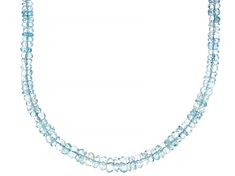 5x5-7x7mm Rondelle Aquamarine Rhodium Over 14k White Gold Beaded 18" Necklace. Measures Approximately 0.24"W. Spring Ring Clasp. Fine Jewelry With Single Strand Rondelle, Fine Jewelry Single Strand Rondelle, Faceted Round Beads Jewelry For Anniversary, Rondelle Gemstone Beads Jewelry For Anniversary, Gold Beaded Necklace, Aquamarine Necklace, Gold Bead Necklace, Latest Jewellery, Gold Beads