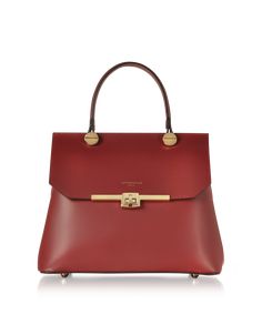 Atlanta Top Handle Satchel Bag With Shoulder Strap crafted in genuine Italian calf leather, is a genuine classic with a modern edge that lends a feminine touch and a sophisticated element to your chic style. Featuring flap top twist lock closure, single top handle with bold screw stud detail, two compartments, center zip divider pocket, detachable shoulder strap, bottom feet and gold tone hardware. Handmade in Italy. 100% Calf Leather  When not being used,  we suggest to avoid storing the bag in Royal Life, Stylish Handbags, Top Handle Handbags, Beautiful Handbags, Travel Stuff, Ladies Handbags, Bag Trends, Satchel Bag, Perfect Bag