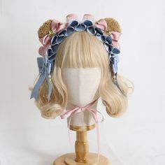 Option: Bow headband Bear ear headband Bear ear bow headband Handmade bear headband. Bear Ear Headband, Bear Headband, Headband Handmade, Bear Ears, Ear Headbands, Lolita Dress, Bow Headband, Wigs, Hair Styles